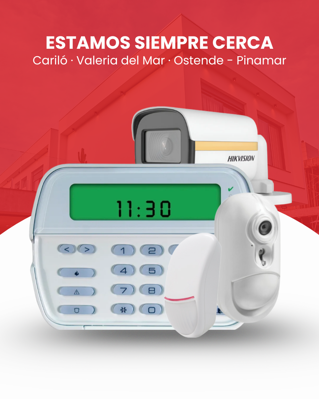 Red and White Modern Home Security Services Promotion Instagram Post